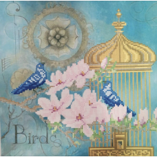 Схема для вишивання бісером. Сині птахи.