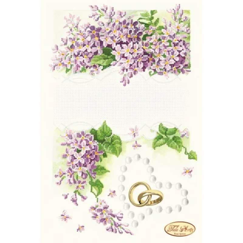 Схема для вишивання бісером. Весільна метрика, бузок.