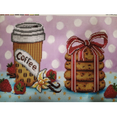 Схема для вишивання бісером.  Кава з печивом