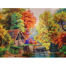 Схема для вишивання бісером. Хижина в лісі.