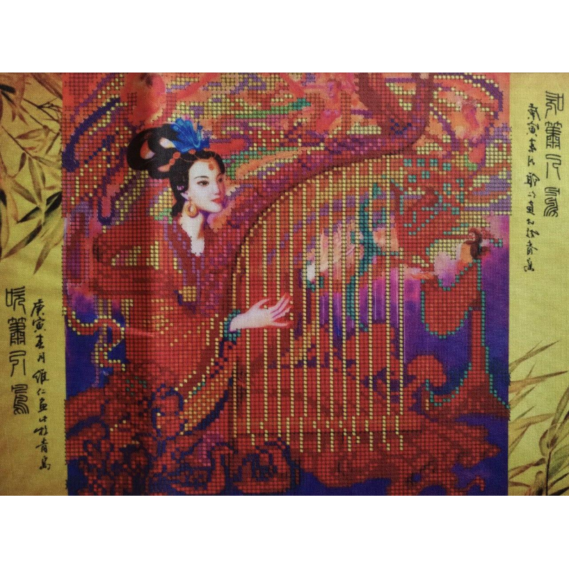 Схема для вишивання бісером і хрестиком. Игра на арфе.