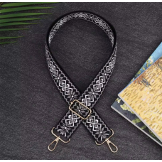 Ручка-шлейка для сумок 140 см. Чорно-білий-сірий орнамент.