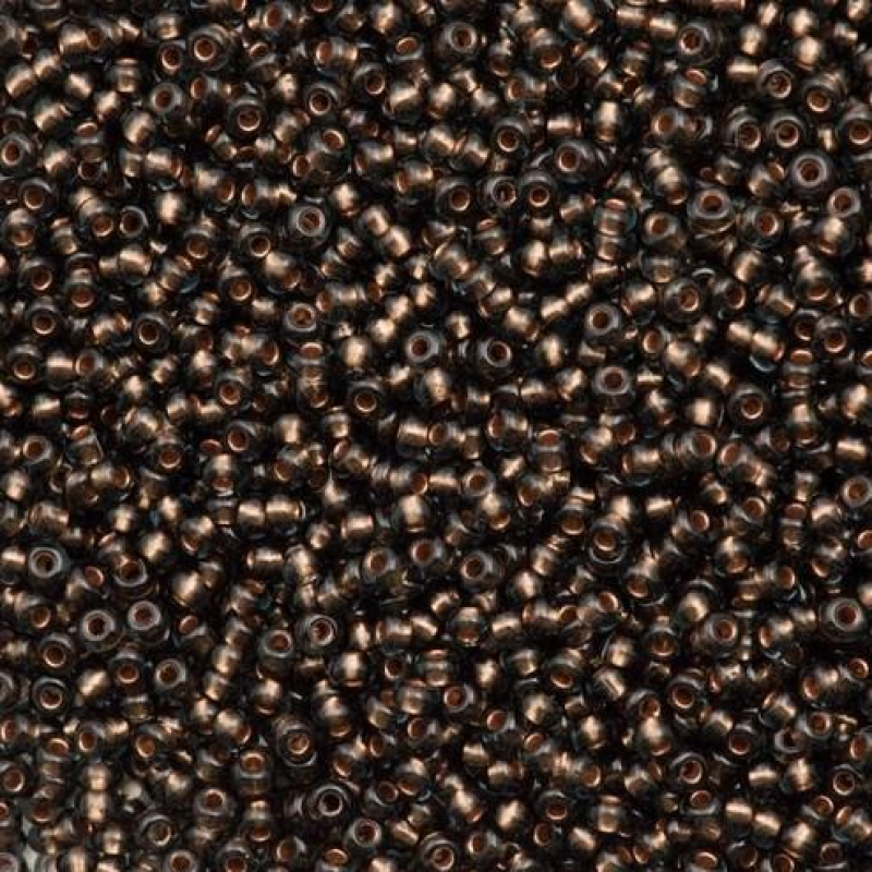 Бісер блискучий, глянсовий, сірий із мідною серединкою 10 г, No10