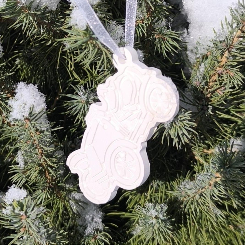 Гіпсова фігурка (барильєф) для розмальовування. Новорічна іграшка, Машинка 3.