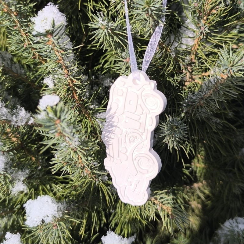 Гіпсова фігурка (барильєф) для розмальовування. Новорічна іграшка, Машинка 5.