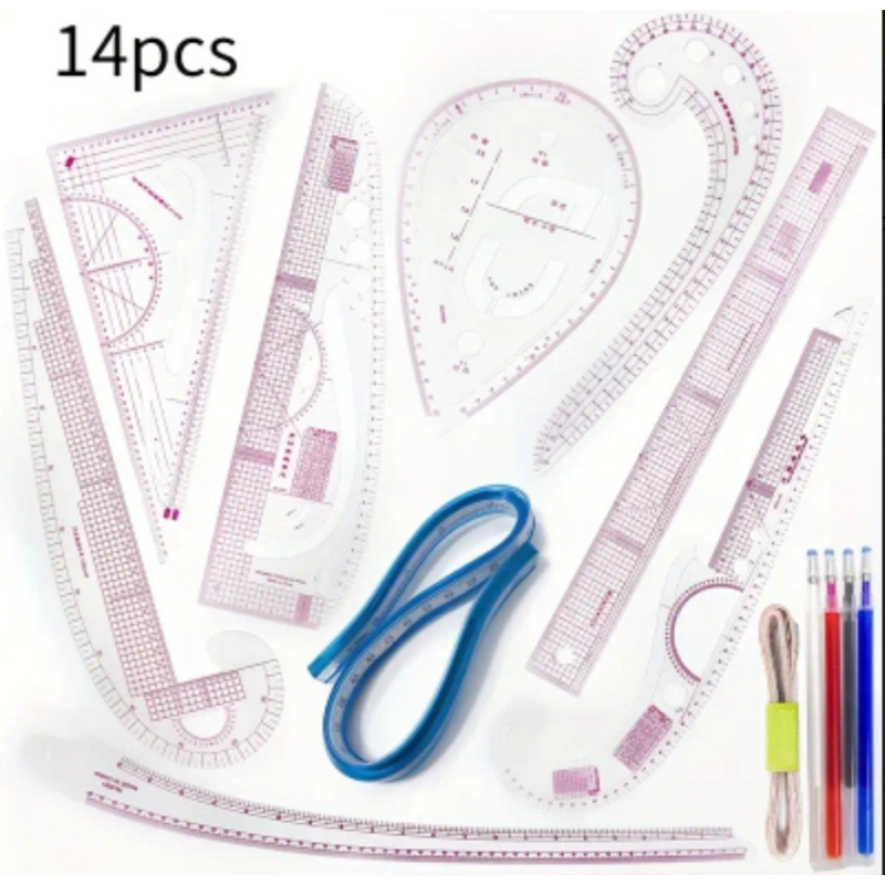 Набір пластикових лекал 14 шт.