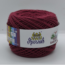 Пряжа бавовняна Ярослав. Колір: бордовий 175м