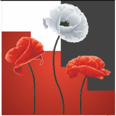 Схема для вишивання бісером. Червоно-сірі маки.