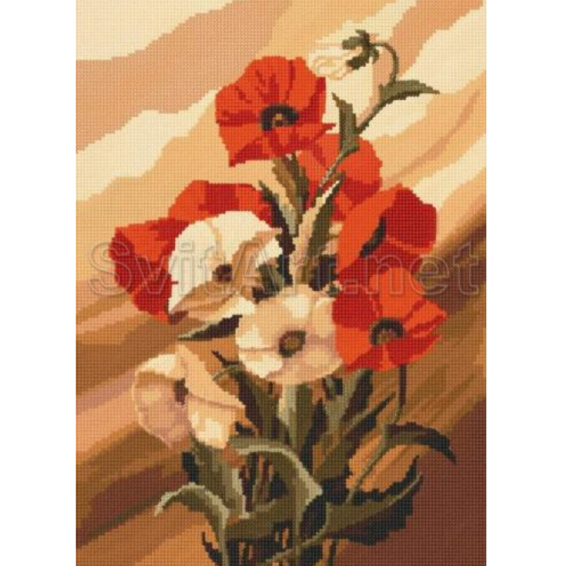 Схема для вишивання бісером. Маки.