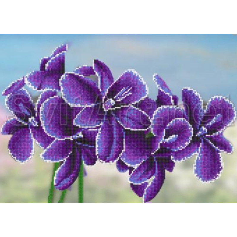 Схема для вишивання бісером. Фіолетова орхідея.