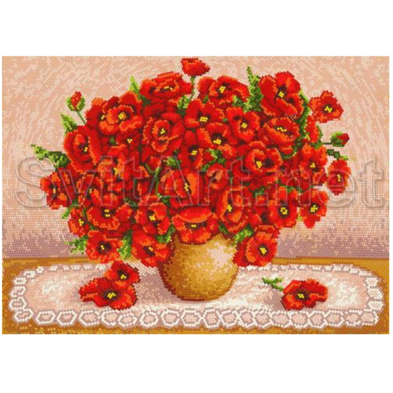 Схема для вишивання бісером. Маки.