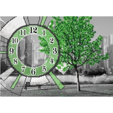 Схема для вишивання бісером. Зелене дерево. Годинник
