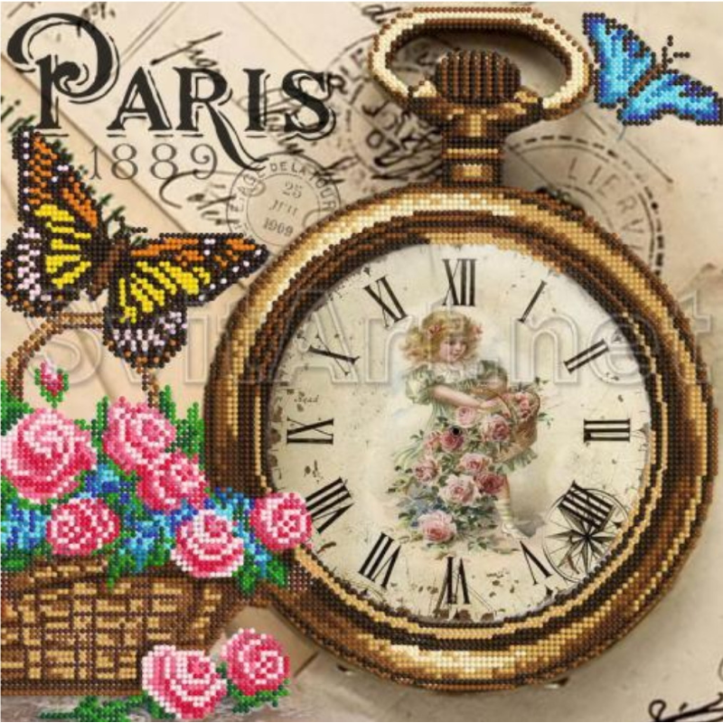 Схема для вишивання бісером. Силуети. Годинник