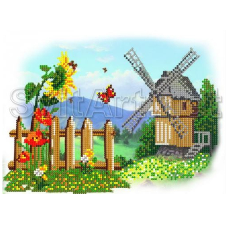 Схема для вишивання бісером. Млин