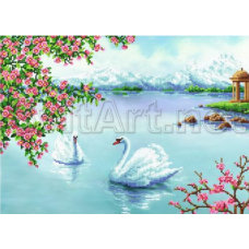 Схема для вишивання бісером. Лебеди.