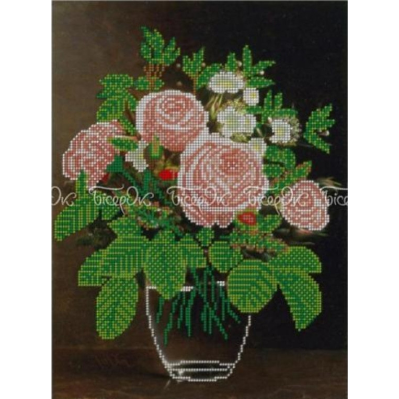 Схема для вишивання бісером. Троянди у вазі.