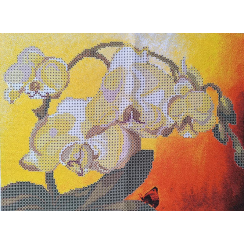 Схема для вишивання бісером. Жовті орхідеї.