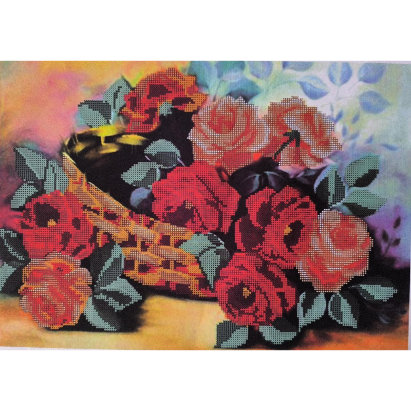 Схема для вишивання бісером. Троянди в кошику. Схема для вишивання бісером. Троянди в кошику.