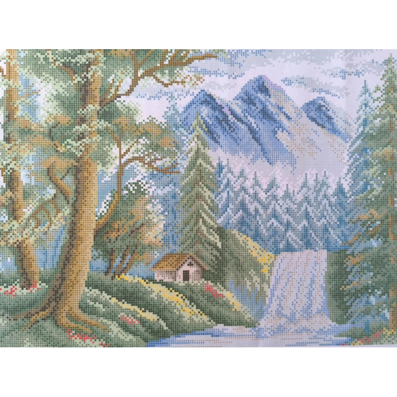 Схема для вишивання бісером. Будиночок у лісі