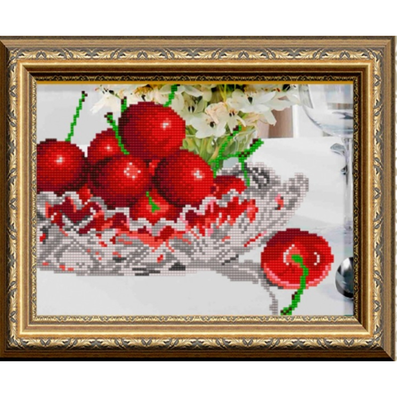 Схема для вишивання бісером. Черешня в кришталі.