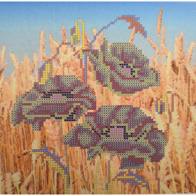 Схема для вишивання бісером. Маки в полі