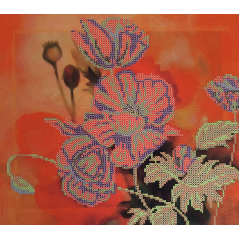 Схема для вишивання бісером. Акварельні маки.