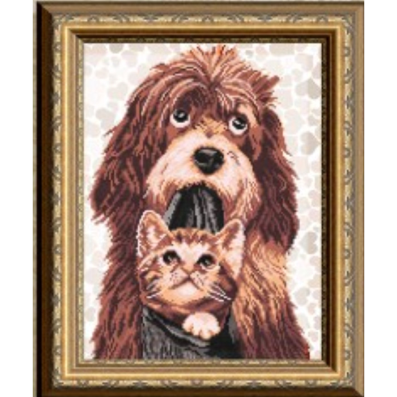 Схема для вишивання бісером. Собака з кошеням. Схема для вишивання бісером. Собака з кошеням.