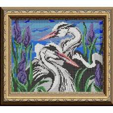 Схема для вишивання бісером.  Цаплі.