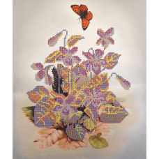 Схема для вишивання бісером. Лісові фіалки.