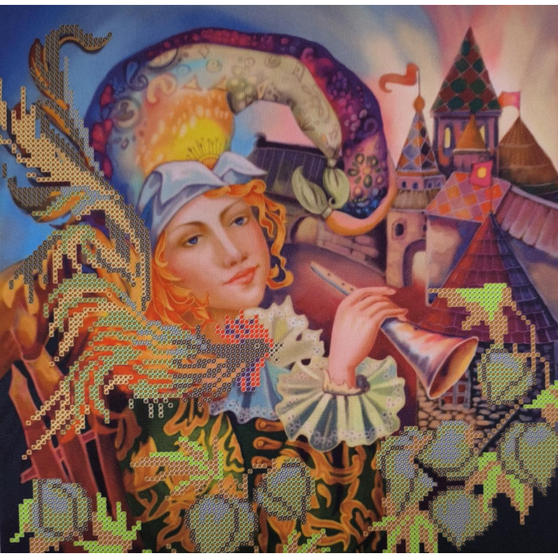 Схема для вишивання бісером. Золотий півник.