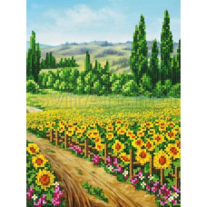 Схема для вишивання бісером. Поле соняшників