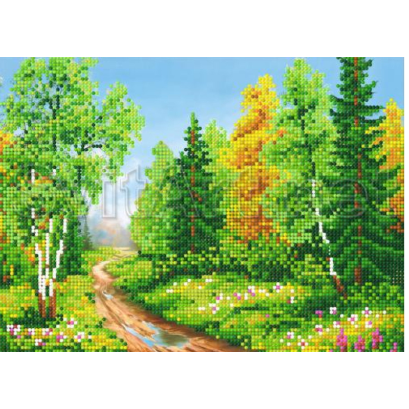 Схема для вишивання бісером. Дорога в лісі.