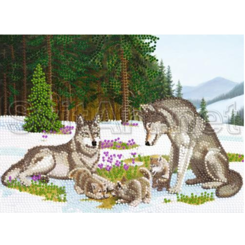 Схема для вишивання бісером. Родина вовків. Схема для вишивання бісером. Родина вовків.