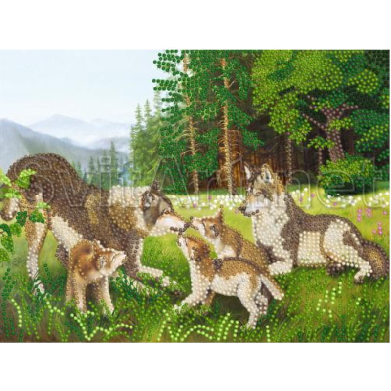 Схема для вишивання бісером. Родина вовків. Схема для вишивання бісером. Родина вовків.