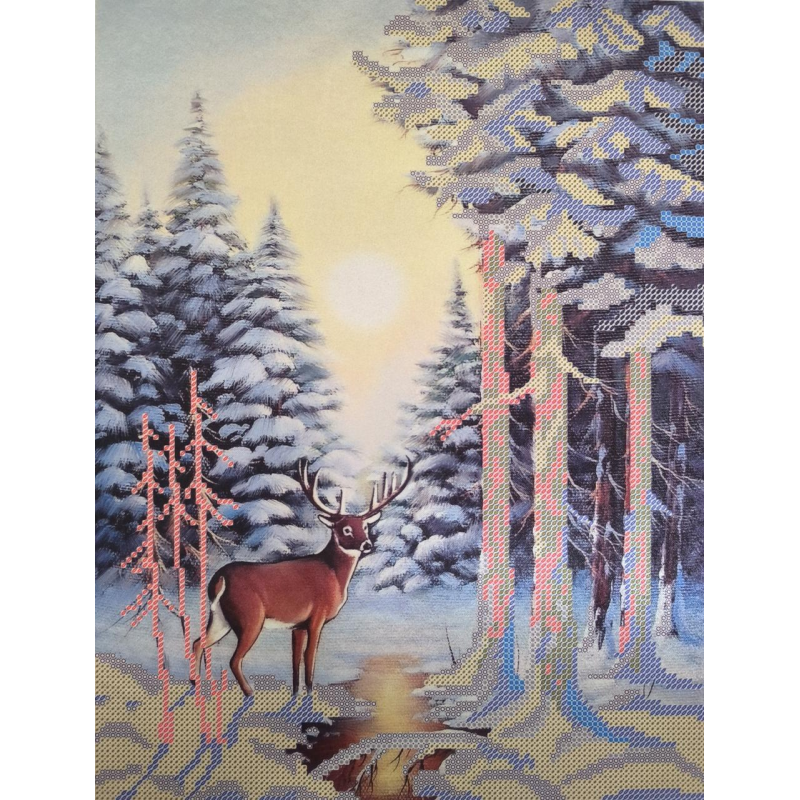 Схема для вишивання бісером. Зимовий ліс.
