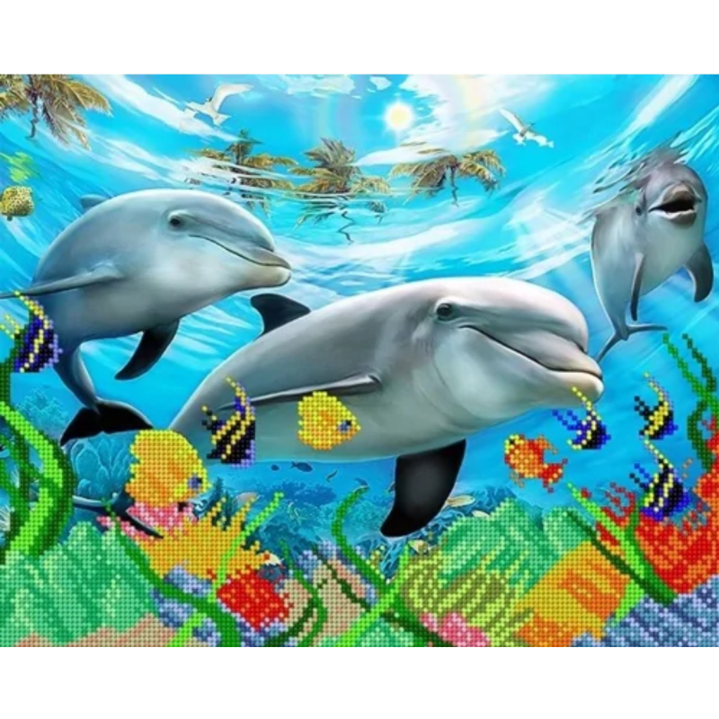 Схема для вишивання бісером. Дельфіни.