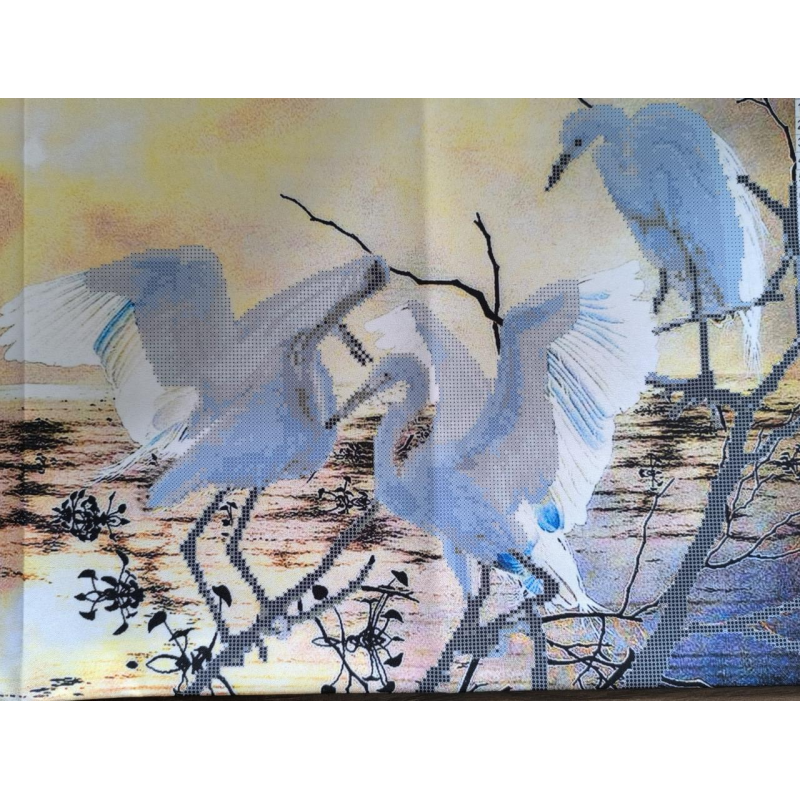 Схема для вишивання бісером. Журавлі.