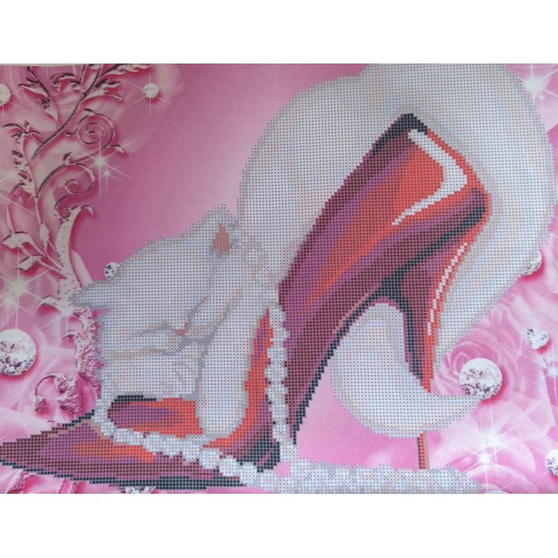 Схема для вишивання бісером. Котик у туфельці