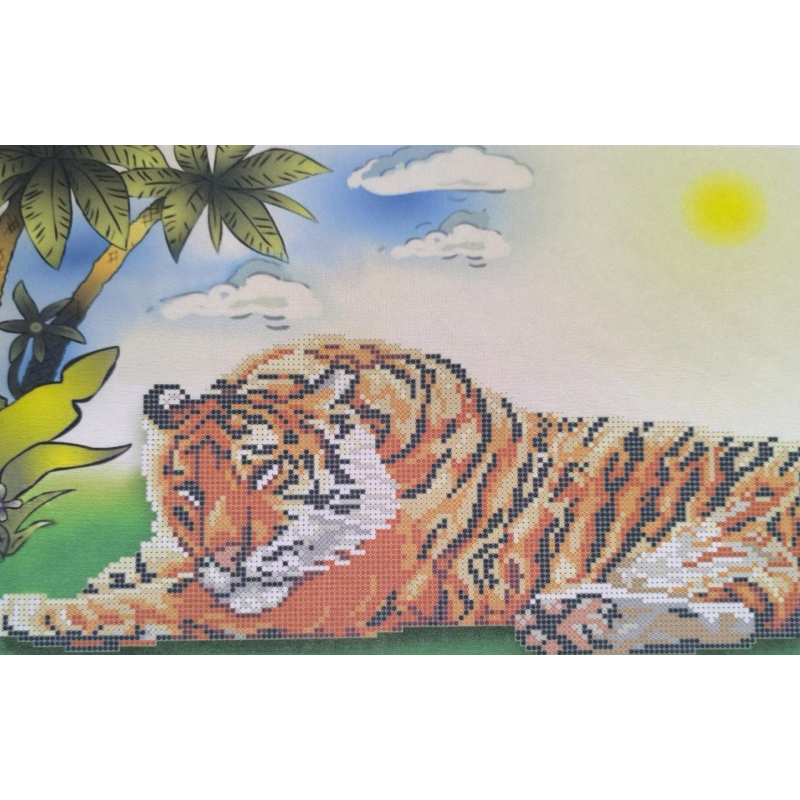 Схема для вишивання бісером. Тигр на сонечку.