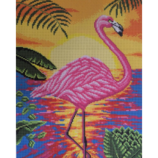 Схема для вишивання бісером. Рожевий фламінго.