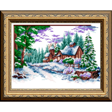 Схема для вишивання бісером. Зимове село.