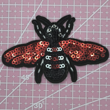 Аплікація клейова вишита Муха паєтками