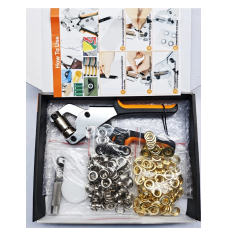 Пристрій для встановлення люверсів 10-15 мм із люверсами срібного кольору