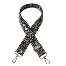 Ручка-шлейка для сумки 140 см. Чорно-білий орнамент.