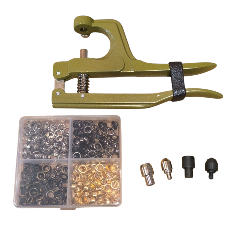 Пристрій для встановлення люверсів 10-15 мм із люверсами бронзового кольору