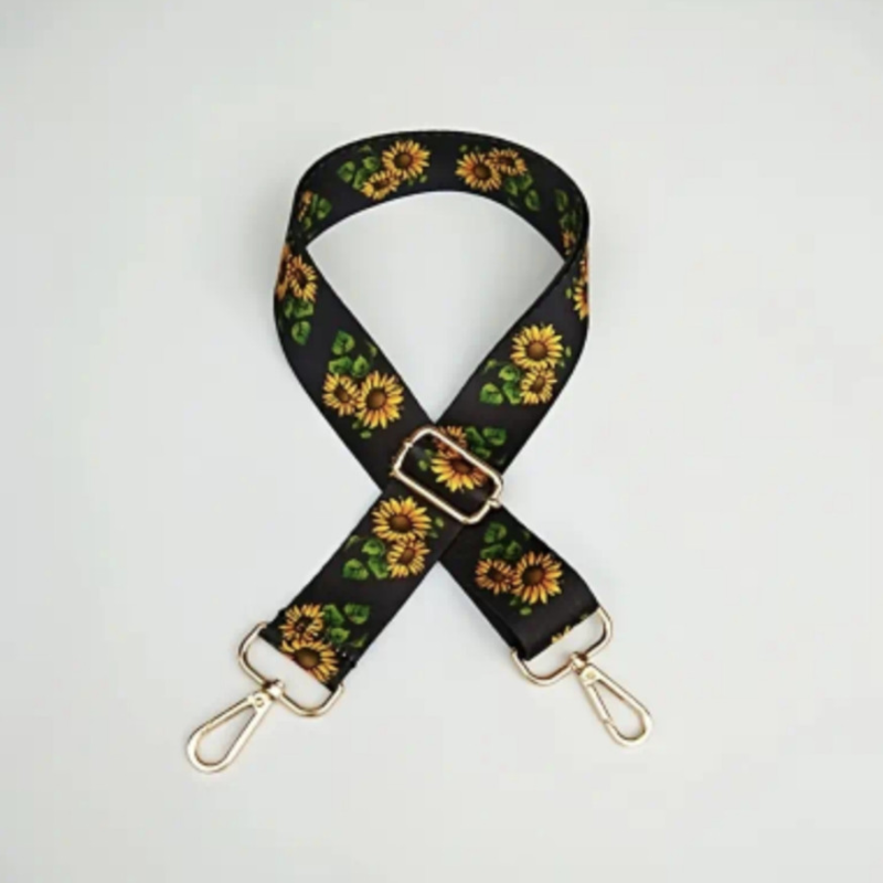 Ручка-шлейка для сумки 140 см. Чорно-білий орнамент.
