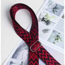 Ручка-шлейка для сумки 135 см. Чорно-червоний орнамент.
