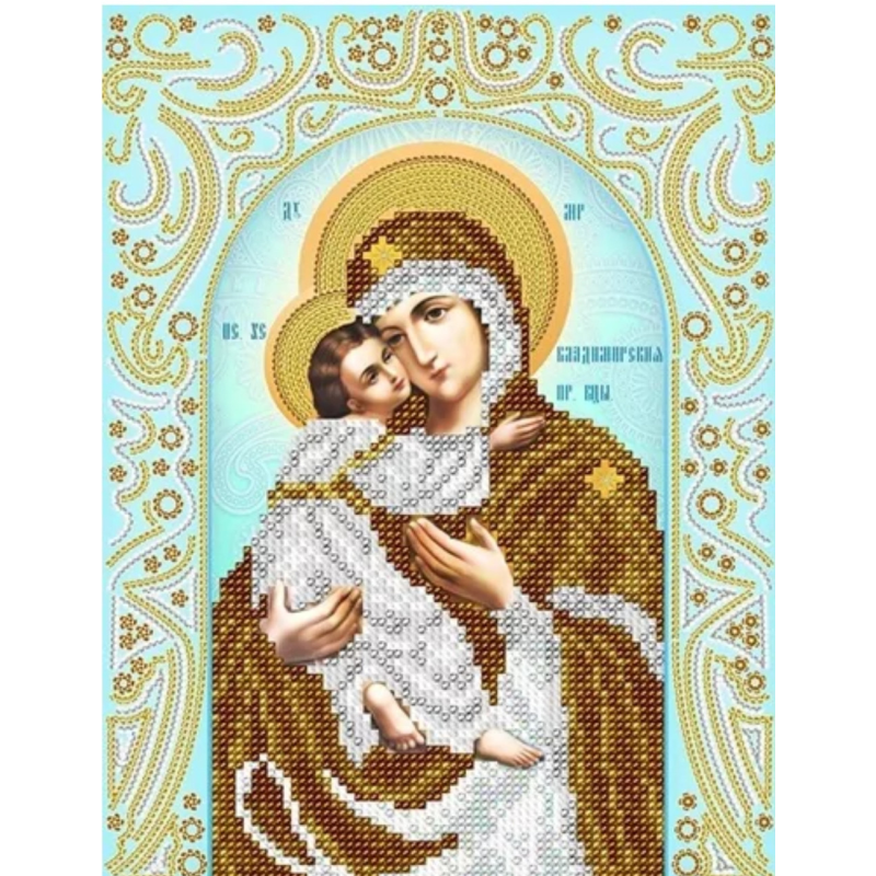 Схема для вишивання бісером ікони. Володимирської божественної матері Схема для вишивання бісером ікони. Володимирської божественної матері
