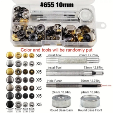 Набір для встановлення кнопок 10 мм асорті