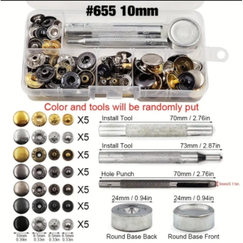 Набір для встановлення кнопок 10 мм асорті Набір для встановлення кнопок 10 мм асорті